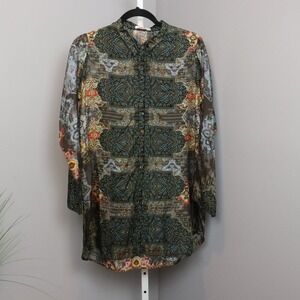 Johnny Was Silk Paisley Tunic Blouse S Boho